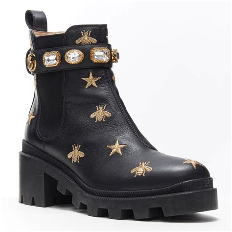 gucci booties with jewels|Gucci monogram boots price.